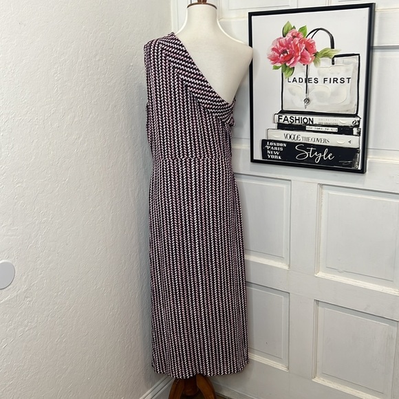 REISS Nia Geometric Print One Shoulder Midi Dress Size 8US - Picture 5 of 10